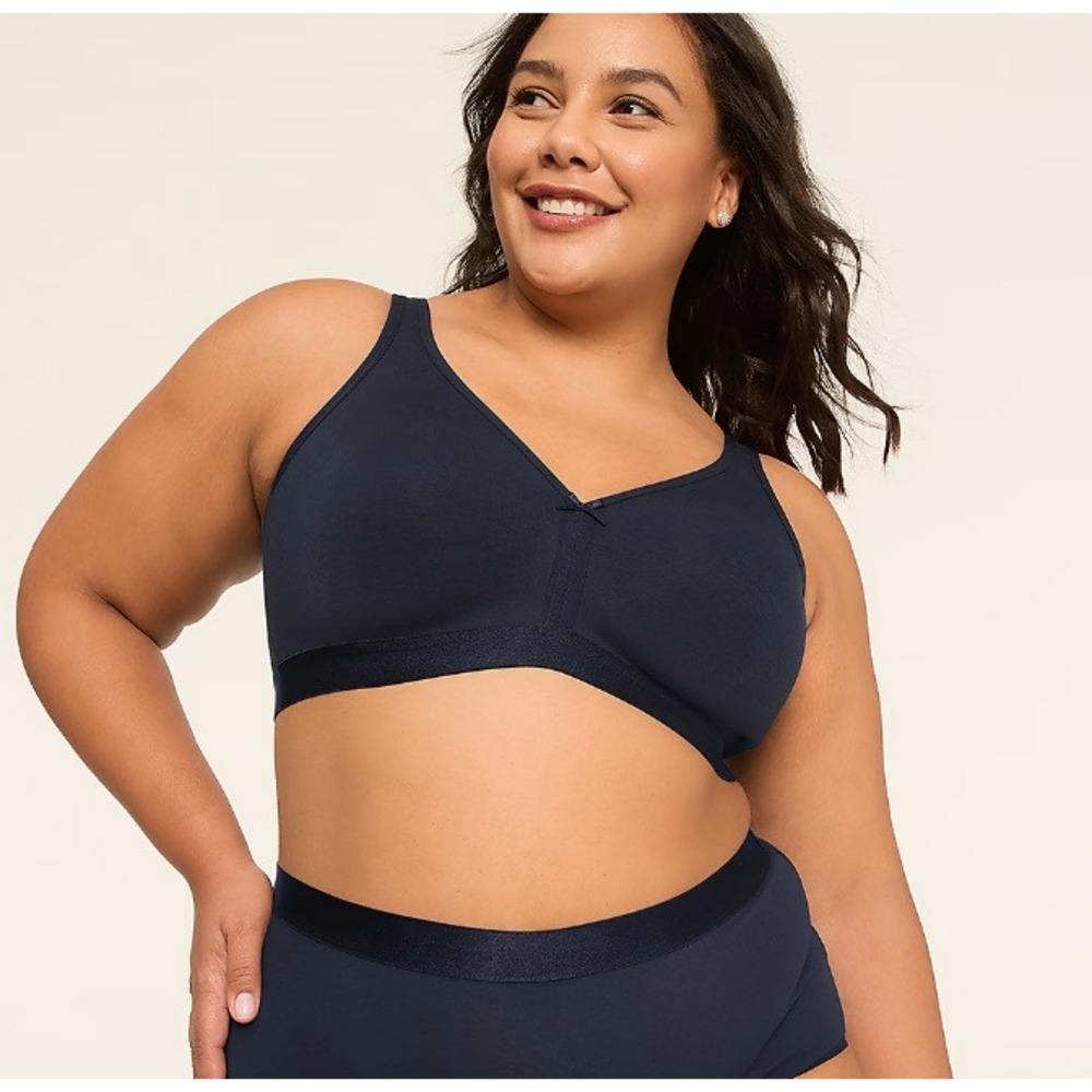 Cacique Cotton Unlined Full Coverage No Wire Bra Black 44I Wireless Comfort